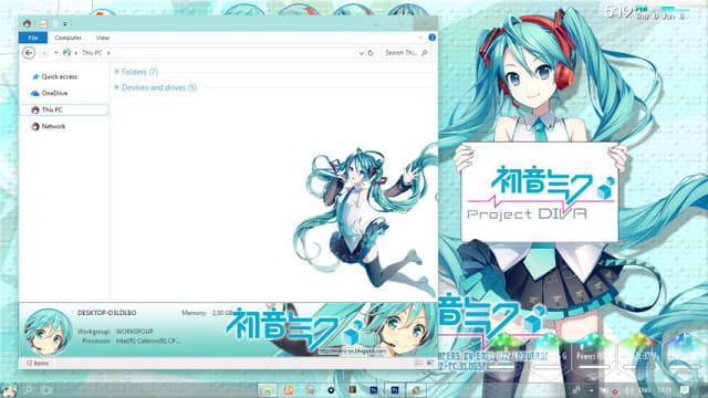 Windows10,萌化电脑主题,初音未来