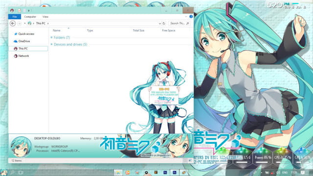 Windows10,萌化电脑主题,初音未来