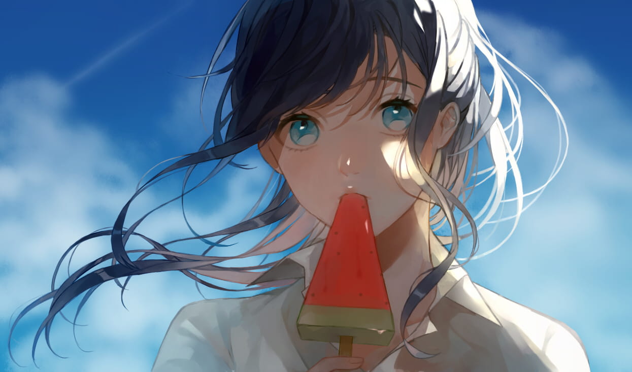 id=63656227,日本西瓜,吃西瓜少女,动漫女生图片