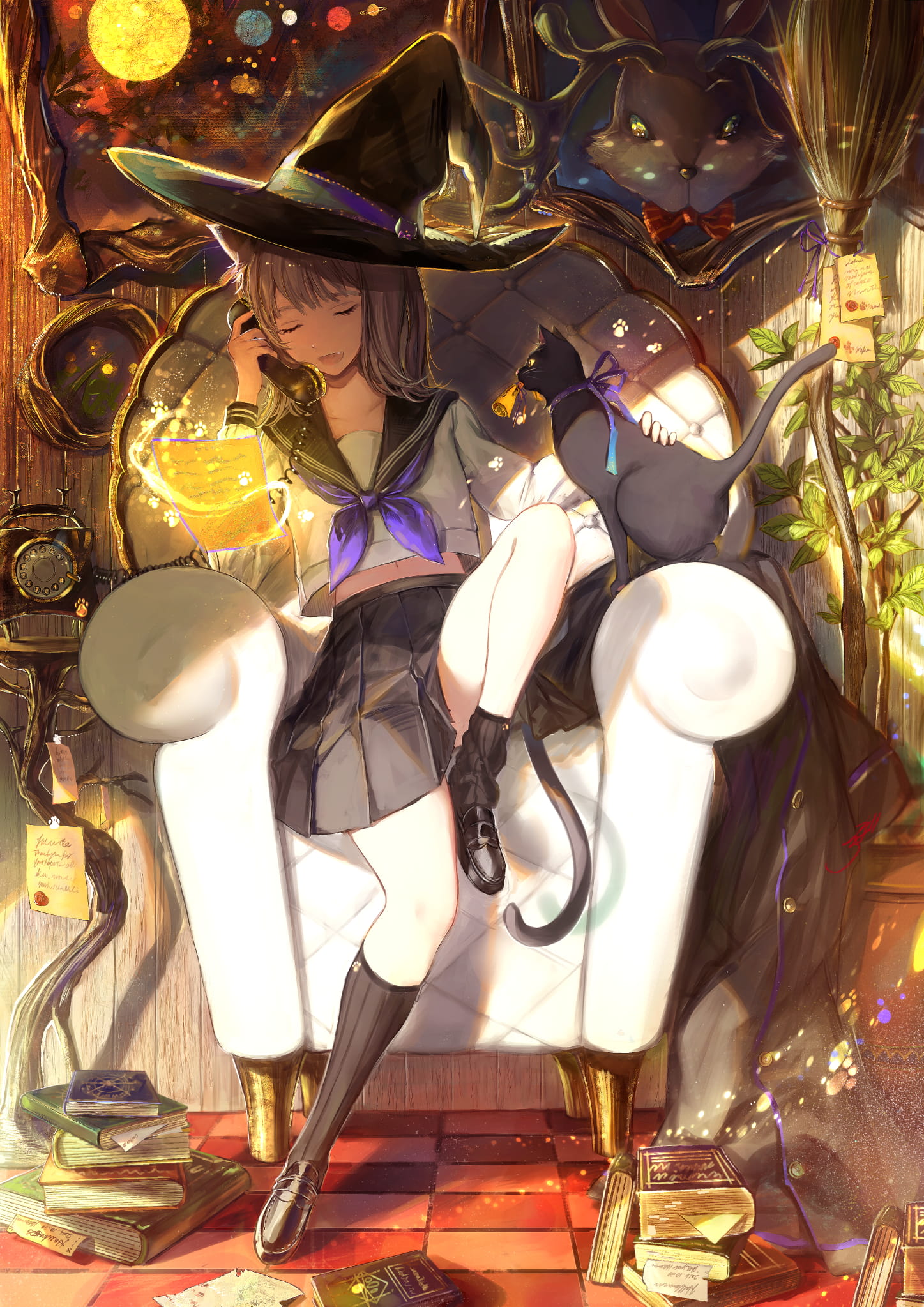 id=67557361,黑猫与少女特辑,动漫女生图片,动漫黑猫图片