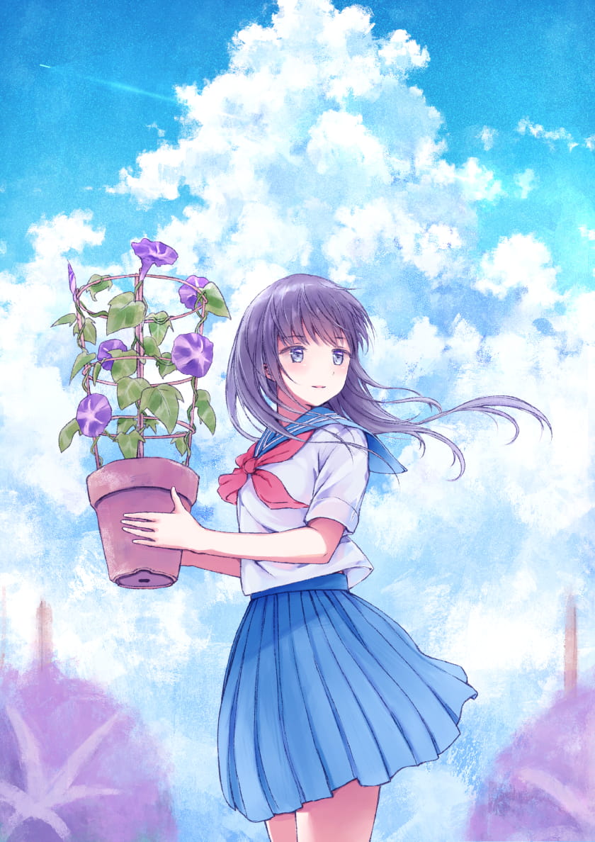 id=63816221,唯美图片壁纸,动漫女生图片,牵牛花少女