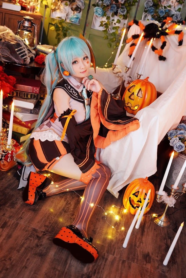 VOCALOID,万圣节,双马尾,绝对领域,cosplay