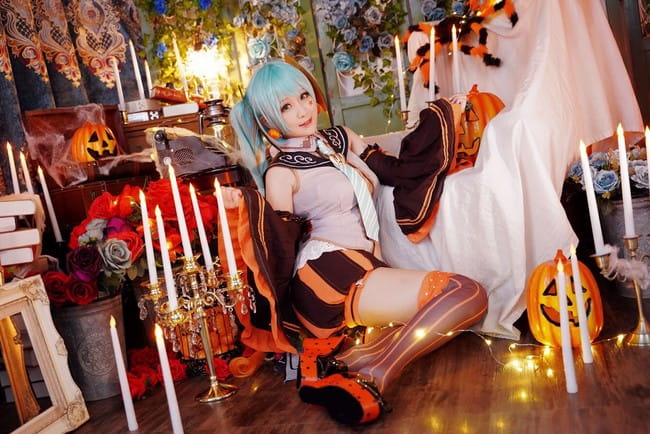 VOCALOID,万圣节,双马尾,绝对领域,cosplay