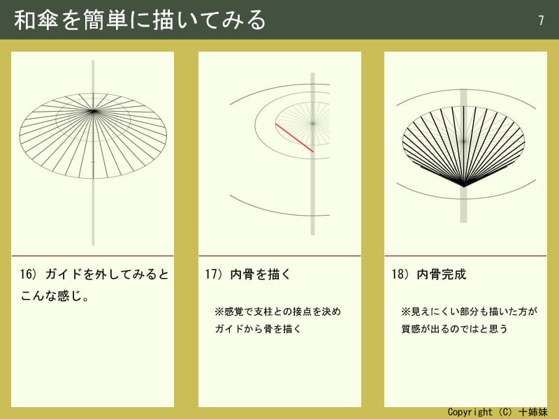 绘画教学,如何画日本伞,绘画方法