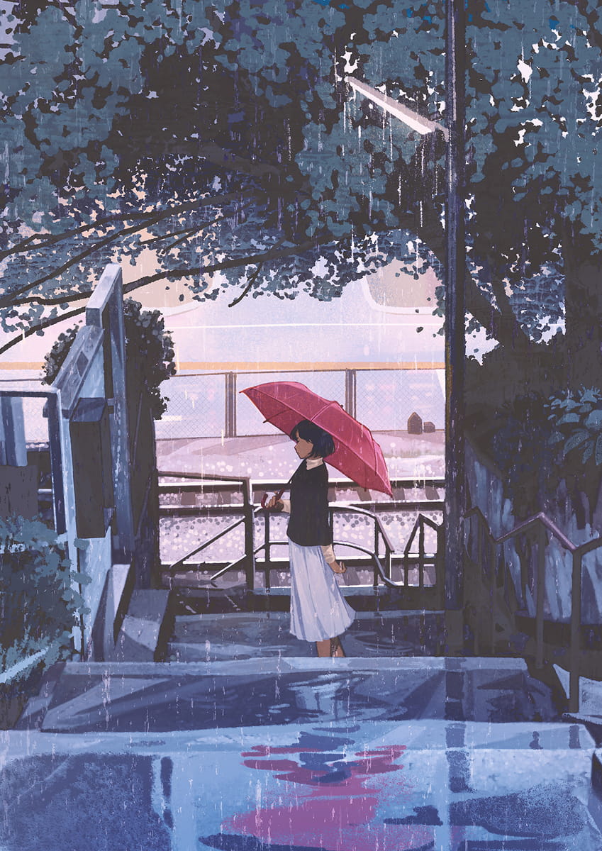 雨后小故事,动漫下雨图片,动漫女生图片,福利本子图