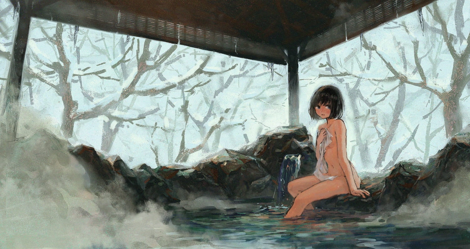 红叶,枫树,冬天,冬季,少女,电脑壁纸,动漫壁纸,二次元壁纸