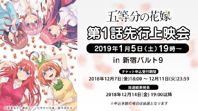 松冈祯丞,五等分的花嫁,声优,一月新番,2019年一月