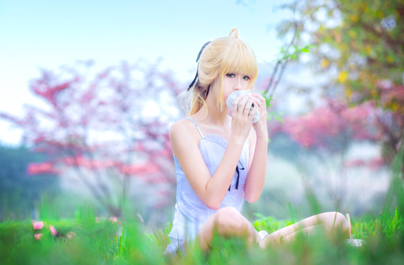 cosplay,saber,fate,英灵,清纯,樱花